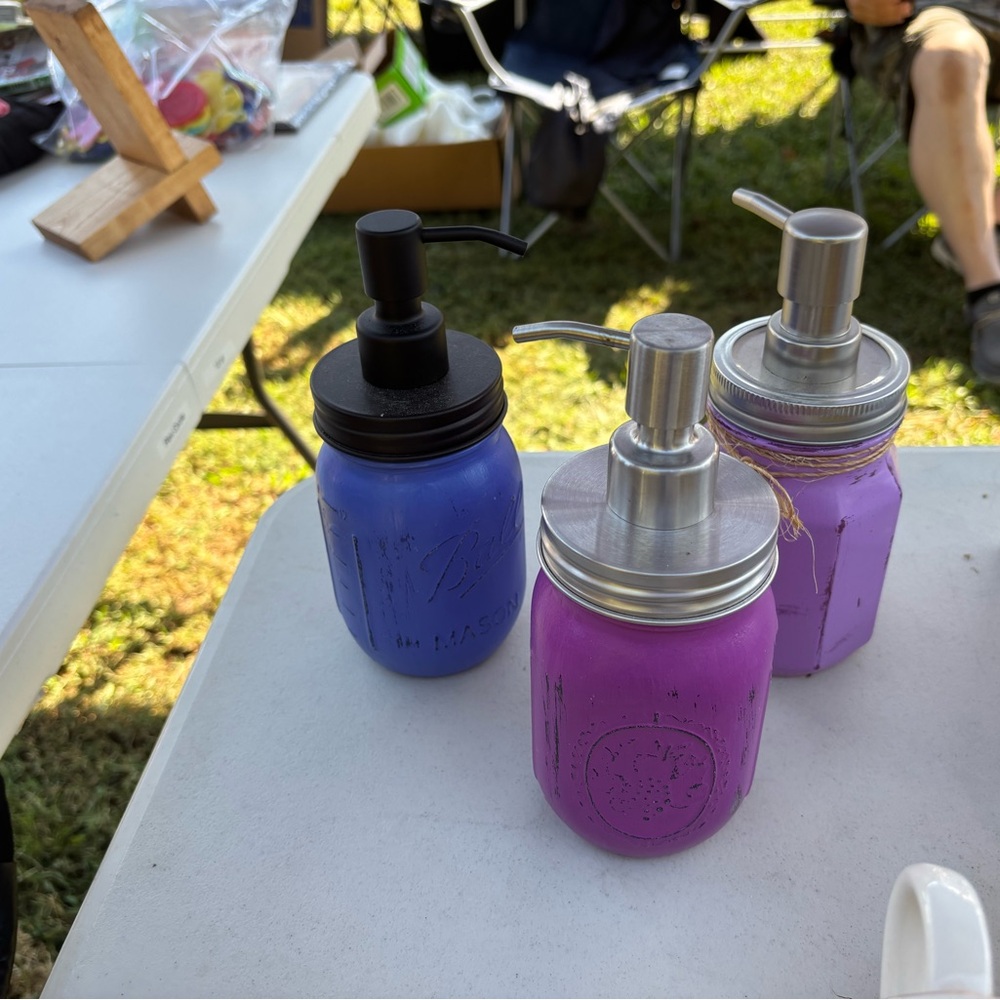 Purple and Blue Mason Jar Soap Dispenser